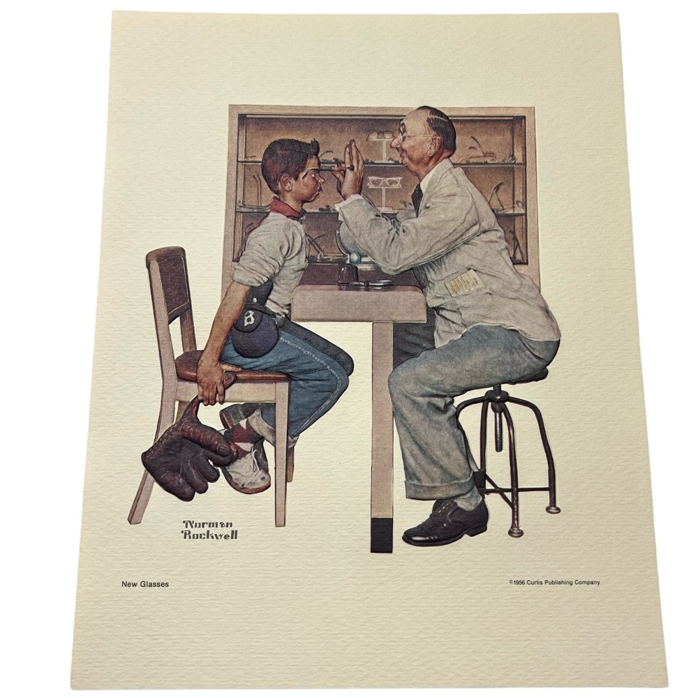 Saturday Evening Post Prints Norman Rockwell embossed Optometrist New Glasses